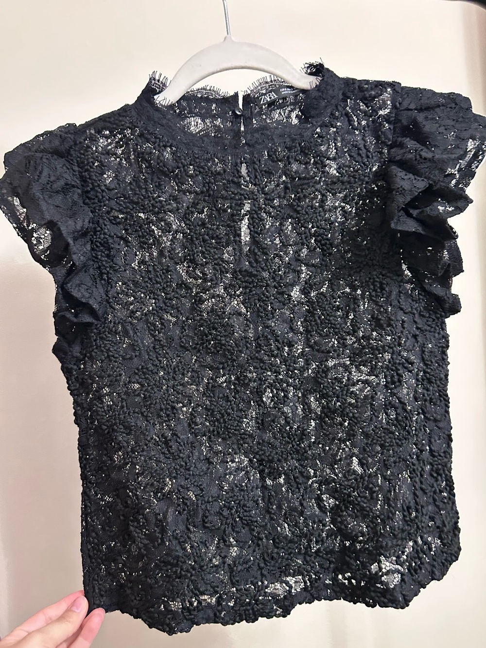 Zara Black Lace High-Neck Blouse